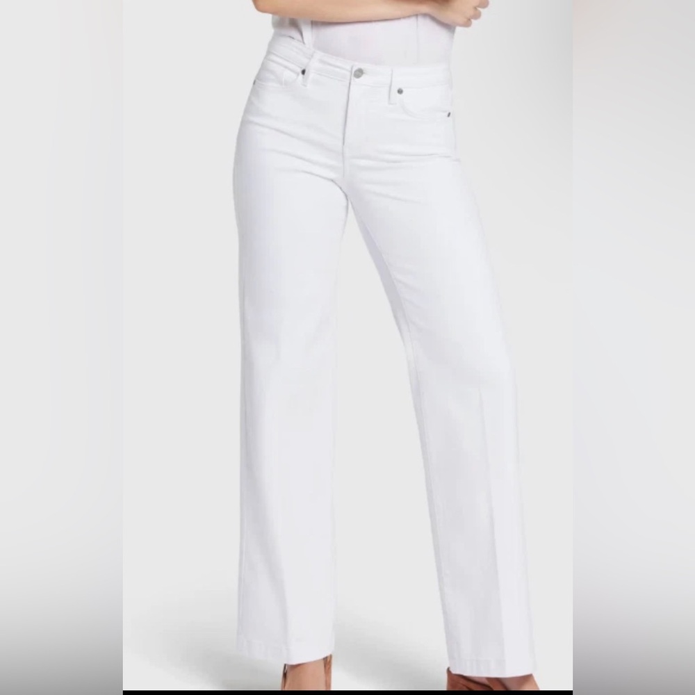 NYDJ Trouser Teresa Plus Size 14 Inseam 33' Wide Leg High Rise Jean Optic White